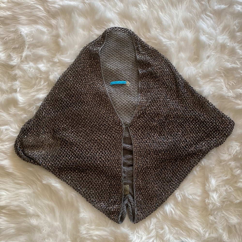 Alice + Olivia Brianna Mesh Knit Sequin Shrug